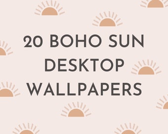 20 Boho Sun Desktop Wallpapers, Pink Digital Wallpapers, Digital Laptop Backgrounds, Pastel Positivity Wallpaper Designs