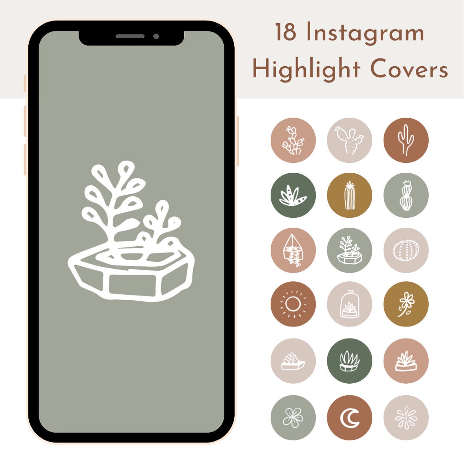 18 Earth Tone Desert Boho Instagram Highlight Covers, Neutral Story ...