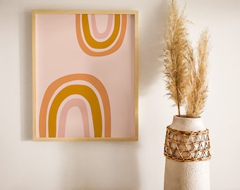 Pink Rainbow Printable, Positive Digital Prints, Girl's Bedroom Wall Art