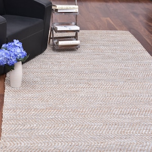 URBAN86 Fabi Jute Leather Rug Silver/Natural Area Rug  (July Special )