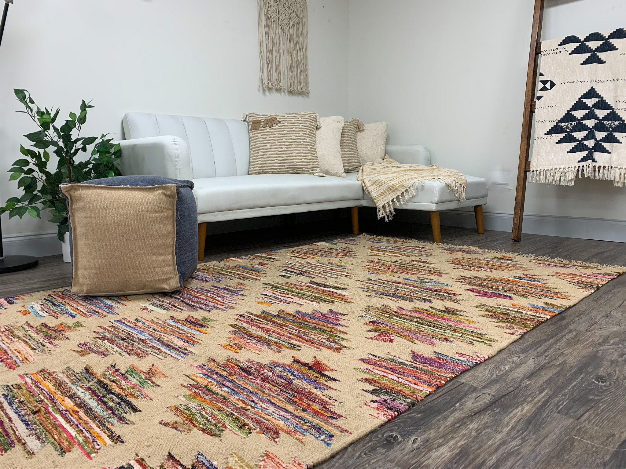 URBAN86 Jute and Chindi Aztec Kilim Rug (july Special ) - Etsy