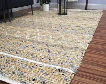 URBAN86 Noah Boho Rug Jute/Denim Rug Geometric Design  (July Special )