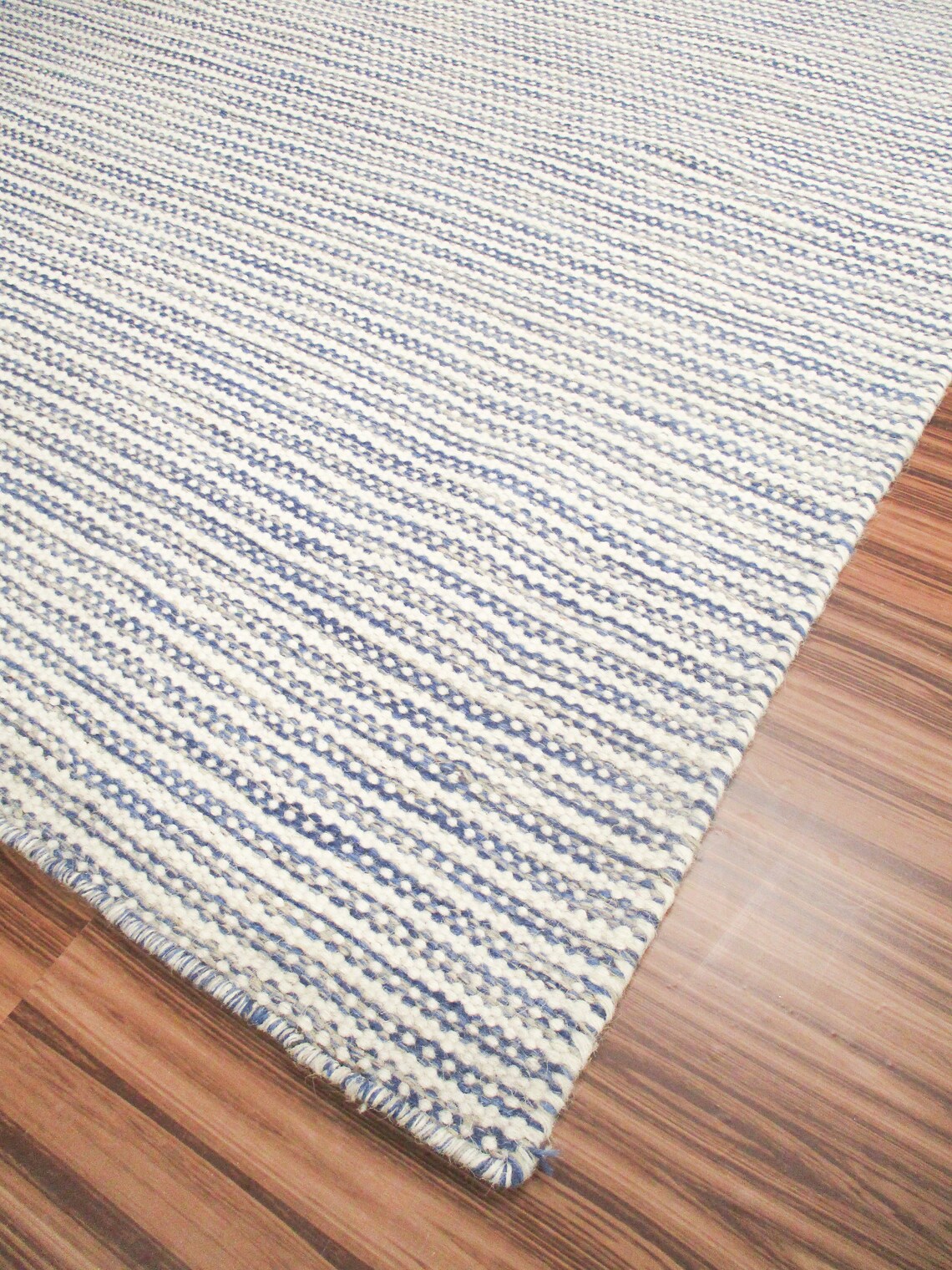 URBAN86 Touch The Sky Wool Rug Blue Wool Striped Area Rug Etsy