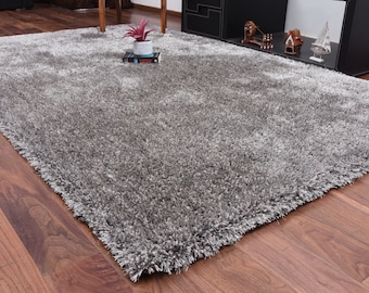 URBAN86 Athena Solid Shag Grey Microfiber/Polyester Shag Soft Area Rug  (July Special )