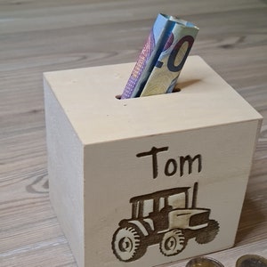 Money box tractor - personalized with name