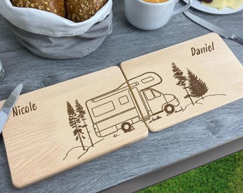 Partnerbrettchen Wohnmobil - für echte Campingfans - Camping, Geschenkidee für Camper, mit Namen personalisiert