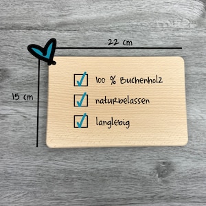 Größe des Brettchens: 22x15 cmx1 cm, Eigenschaften: 100 % Buchenholz, naturbelassen, langlebig