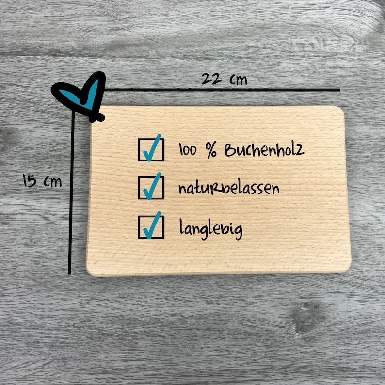 Größe des Brettchens: 22x15 cmx1 cm, Eigenschaften: 100 % Buchenholz, naturbelassen, langlebig