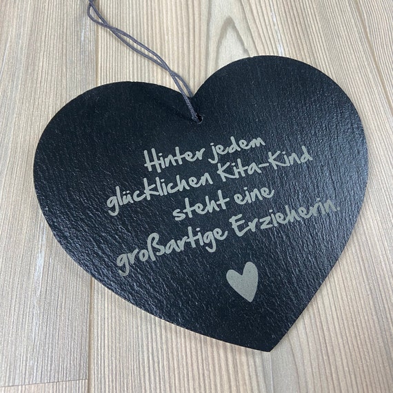 Schieferherz Kita Abschied - Danke sagen, Geschenk Erzieher/Erzieherin, Kindergarten, Abschlusskinder Gemeinschaftsgeschenk