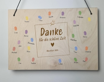Wooden sign Thank you 2 - fingerprints farewell/gift daycare, kindergarten, school