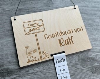 Rentencountdown - Countdownschild für zukünftige Rentner/Rentnerinnen - mit Name personalisiert