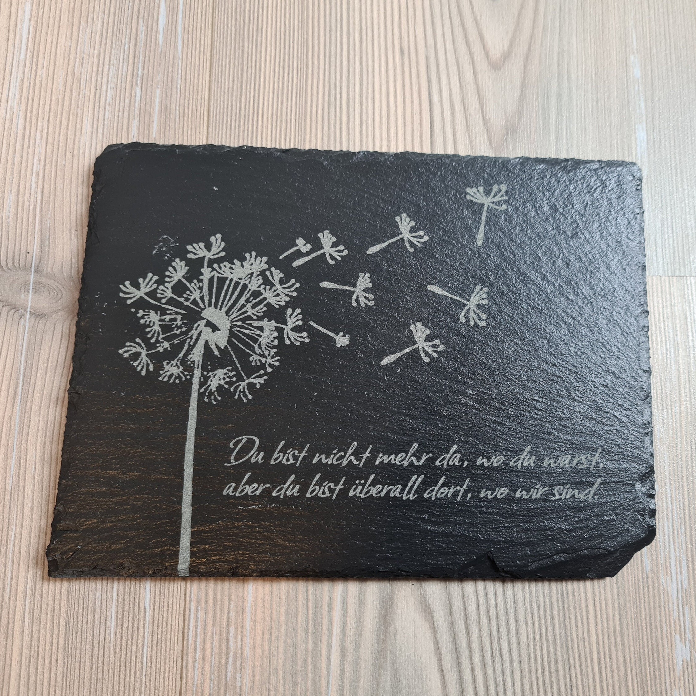 Personalisiert Schiefer Grabtafel - Gedenktafel Mit Pusteblume Motiv Handgefertigt