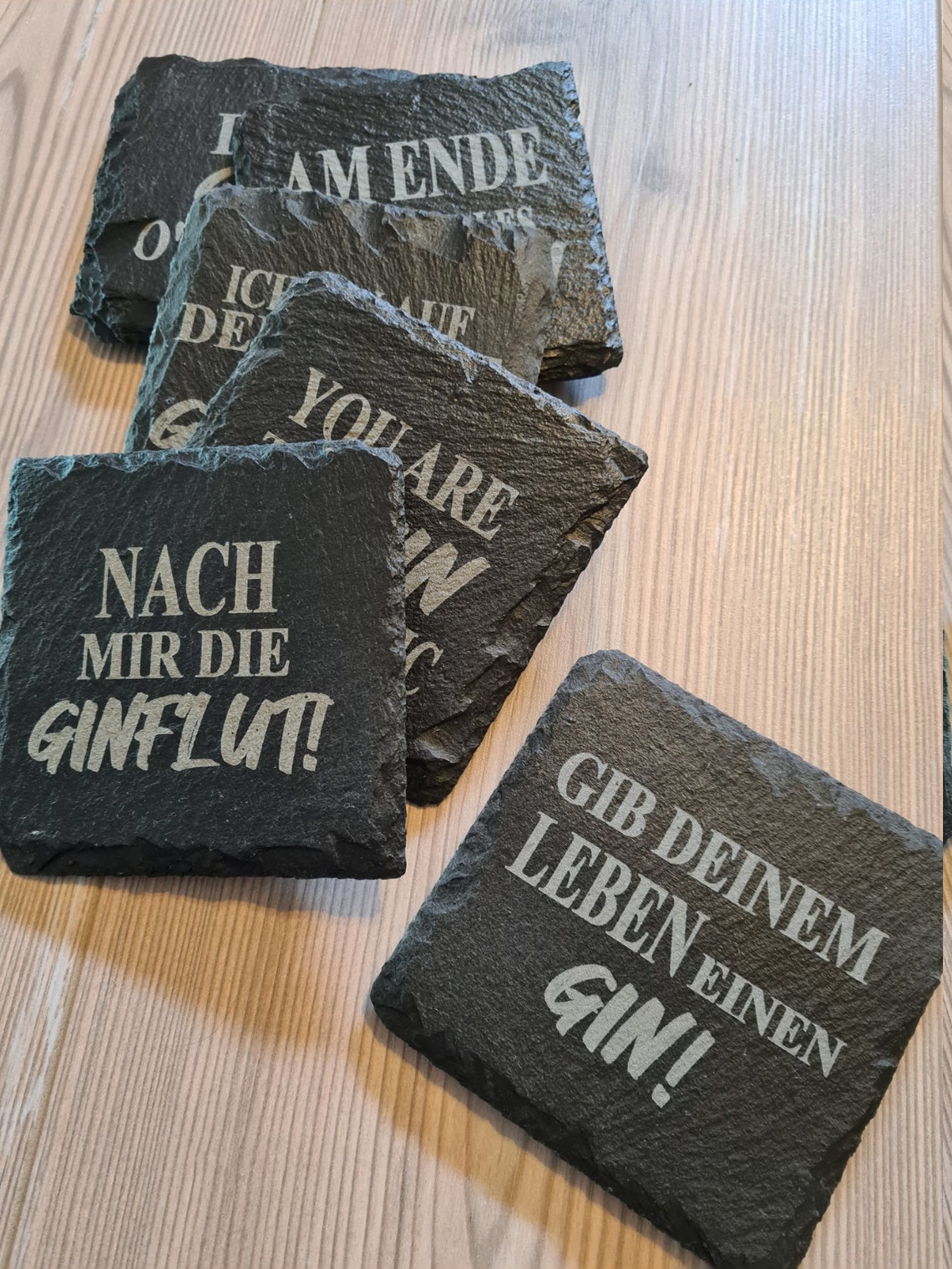 4erSet oder 6erSet Untersetzer Schiefer GinSprüche Etsy.de