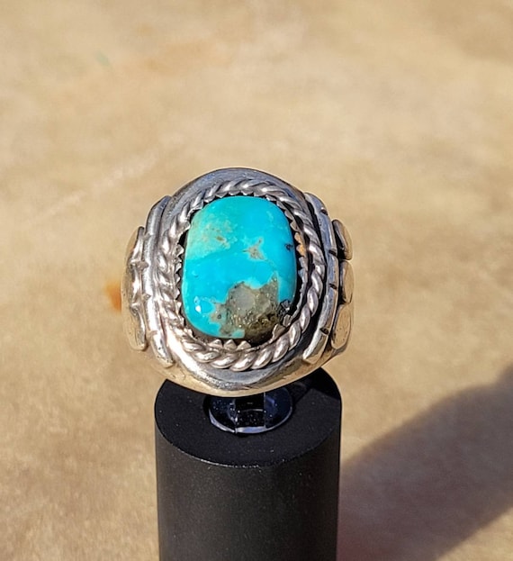 Huge 'Star Of Cerrillos' Turquoise Vintage Navajo Native American Jewelry Silver Ring Huge 'Star Of Cerrillos' Turquoise Vintage Navajo Native American Jewelry Silver Ring