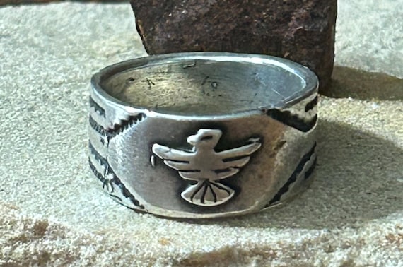Vintage Sterling Silver Thunderbird Ring.