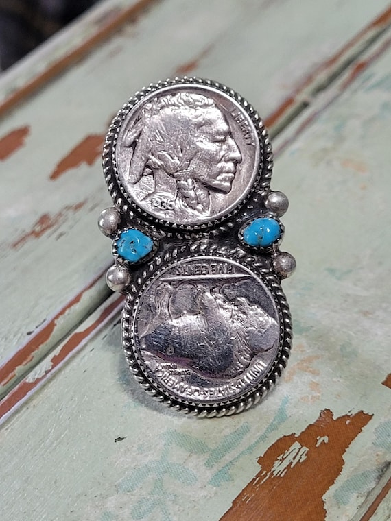 Buffalo Nickle SS Adjustable Ring - image 1