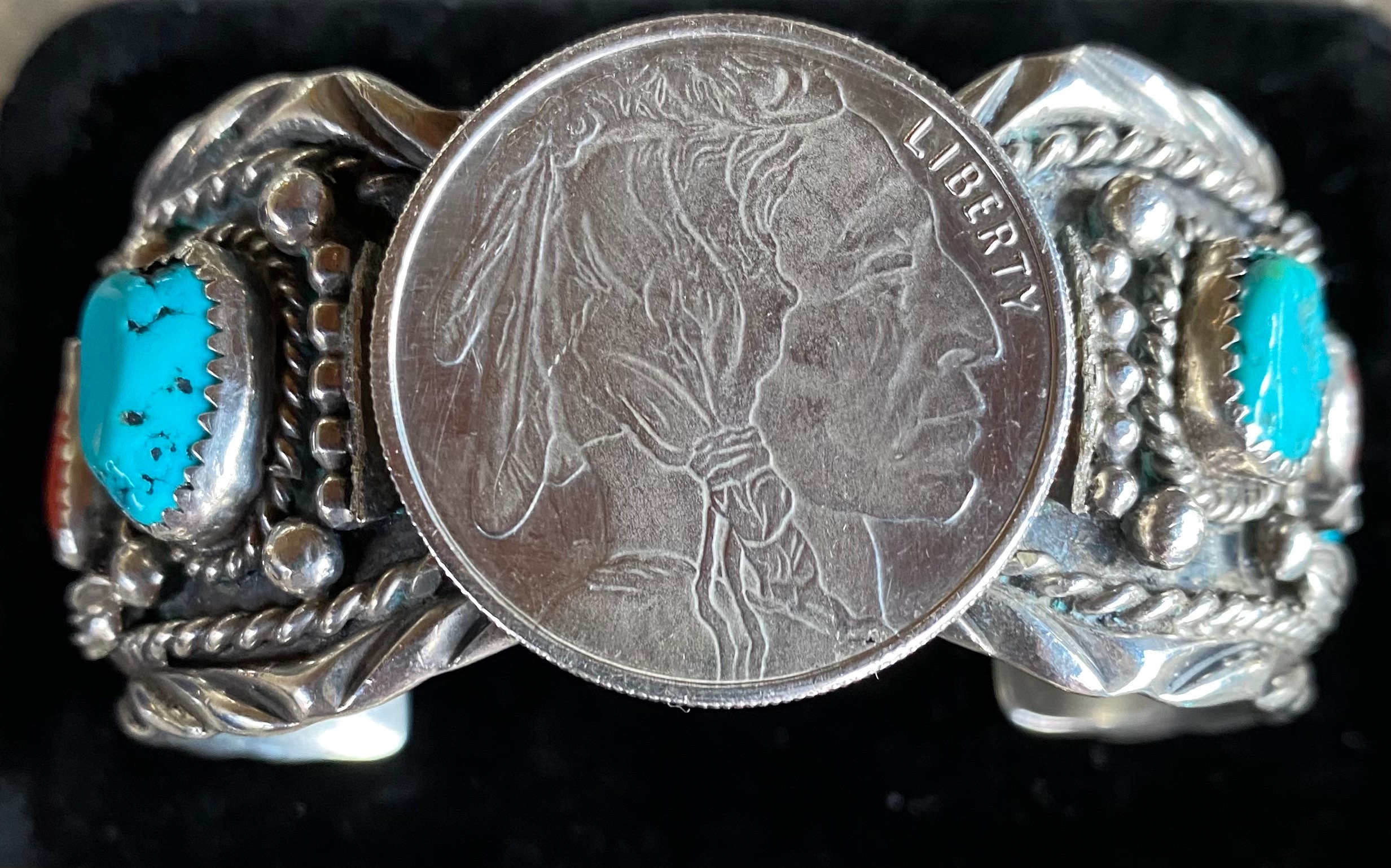 Vintage Navajo Sterling Silver Coral Turquoise Cuff Bracelet - Etsy