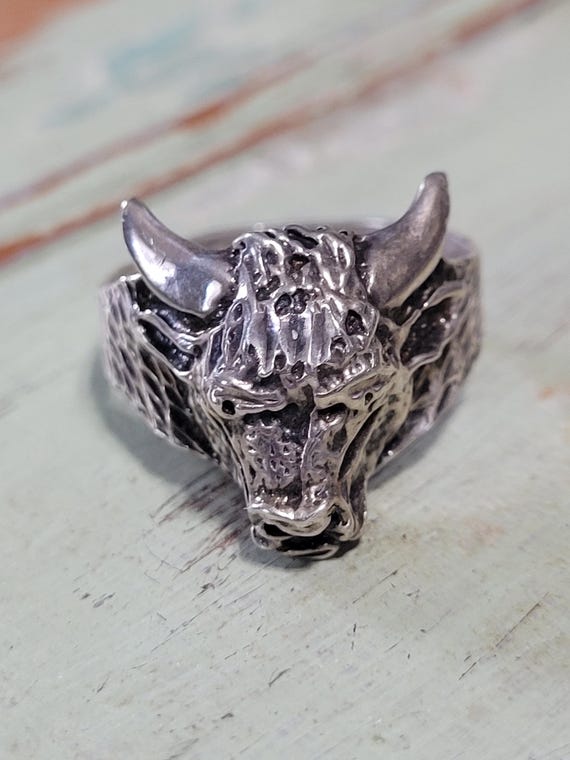Men's Sterling Silver Bull Ring