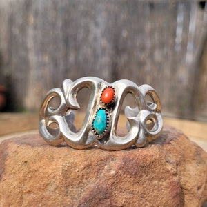 Vintage Coral and Turquoise Cuff