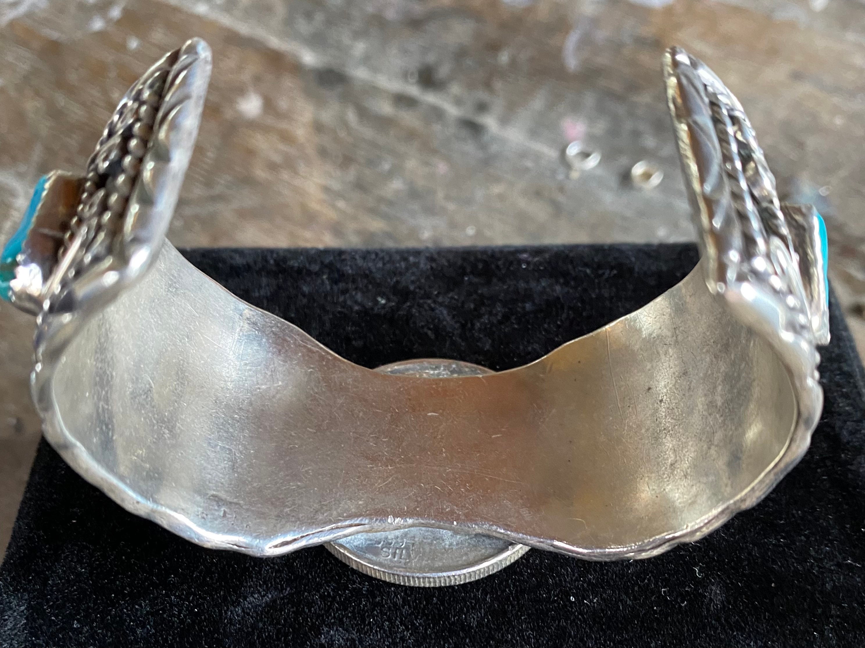 Vintage Navajo Sterling Silver Coral Turquoise Cuff Bracelet - Etsy