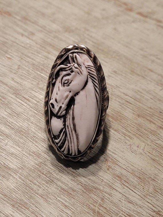 Hand Carved Horse Ring - image 1