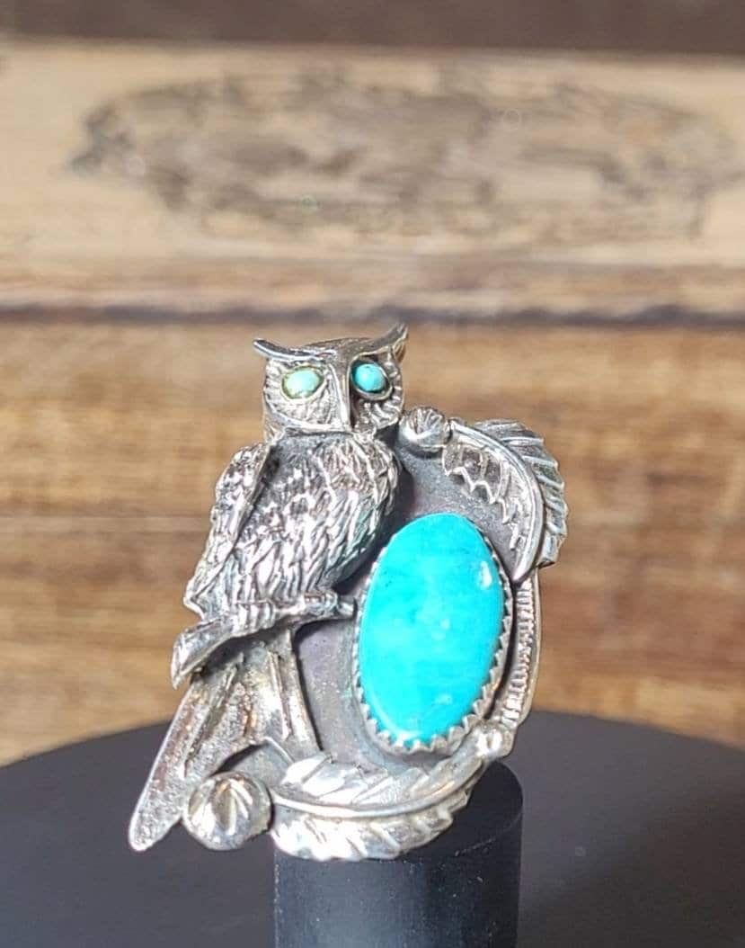 Vintage  Johnny Blue Jay Owl Ring