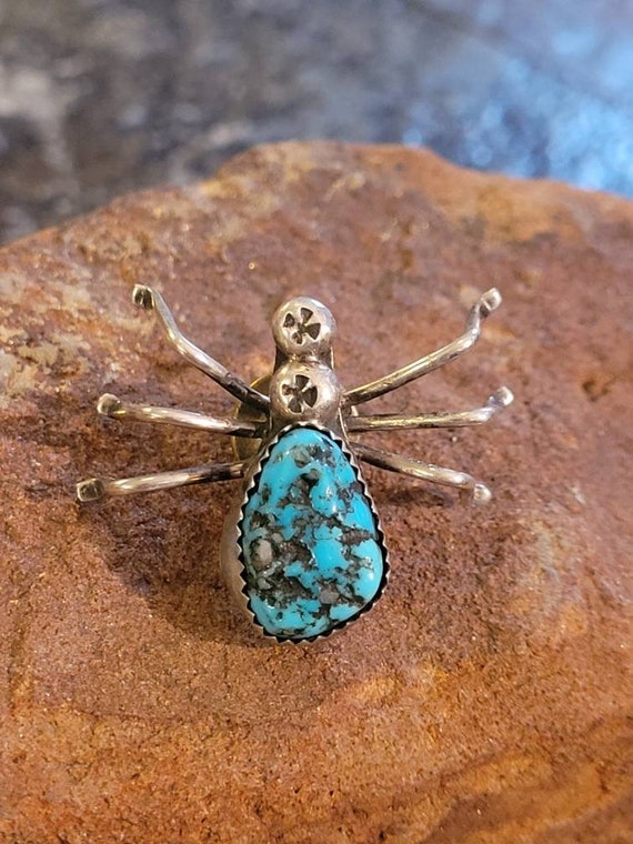 Vintage Turquoise Spider Tie Tack/Pin