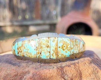 BB Stamped Turquoise Inlay Cuff main image 0