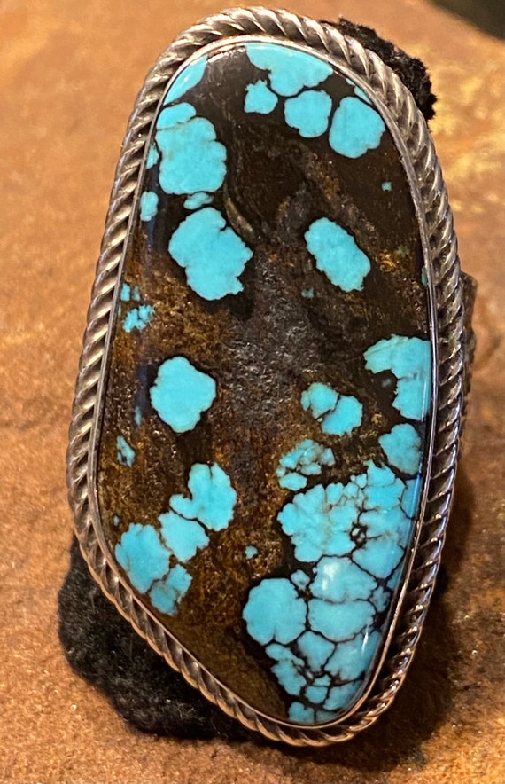 Navajo Tufa Cast Turquoise Ring