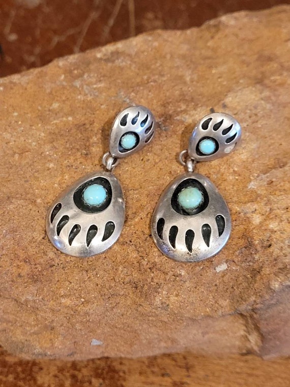 Turquoise bear earrings clearance