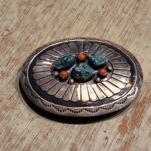 Mediterranean Coral and Turquoise Belt Buckle
