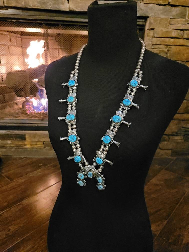 Vintage Navajo Squash Blossom Necklace - Etsy Canada
