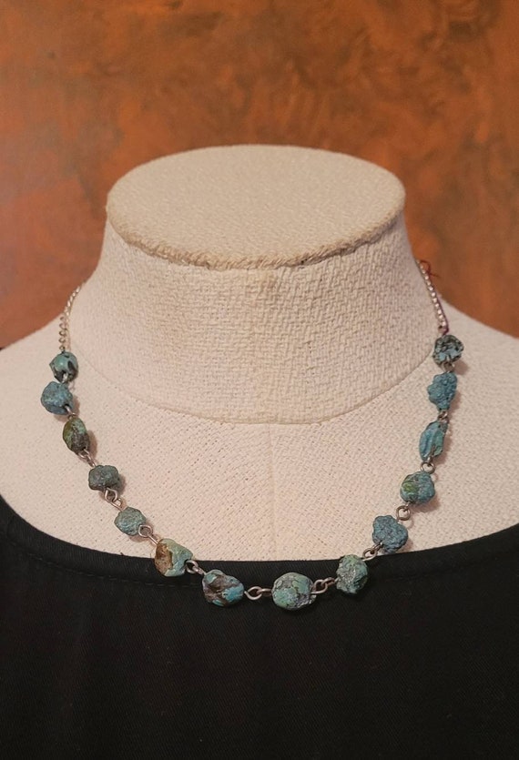 Modern Turquoise and Sterling Silver Necklace