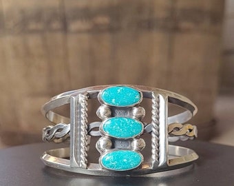 Vintage Navajo Fox Turquoise Cuff