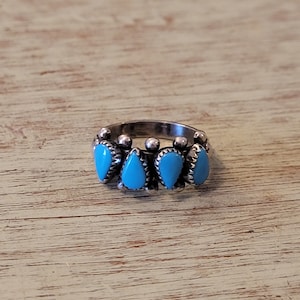 Vintage Sawtooth Bezel Turquoise Ring