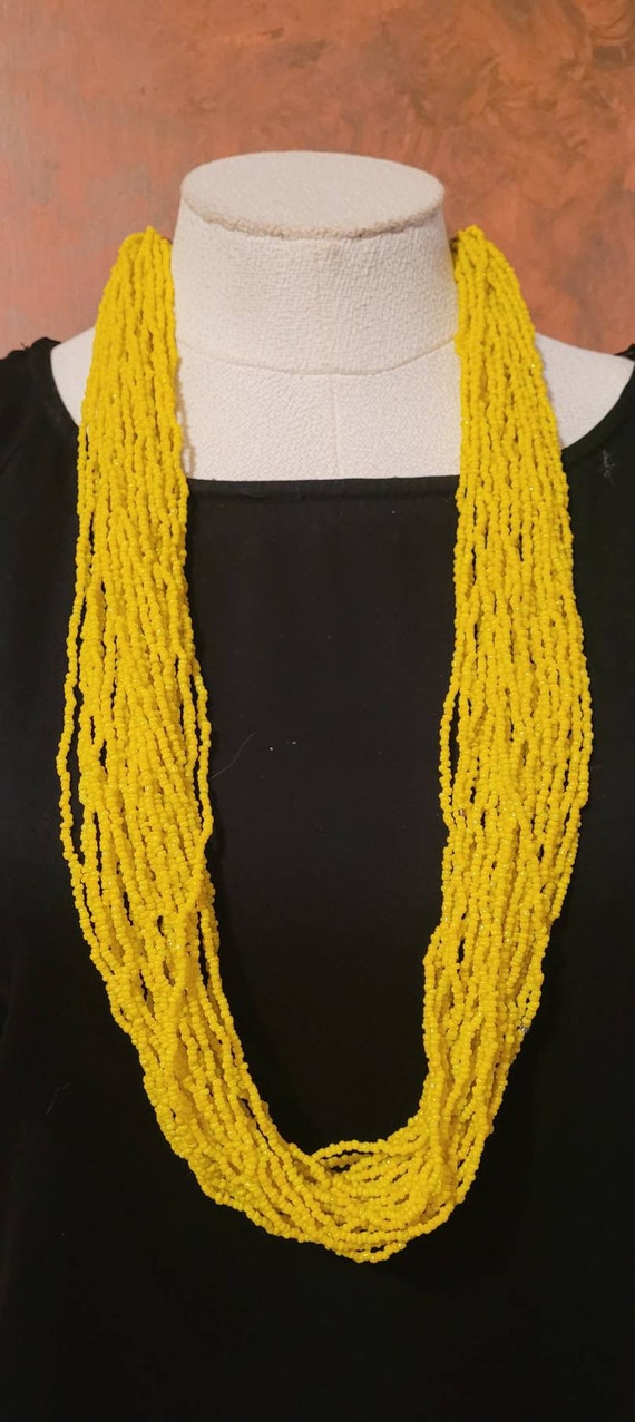 Bright Yellow Beaded Necklace