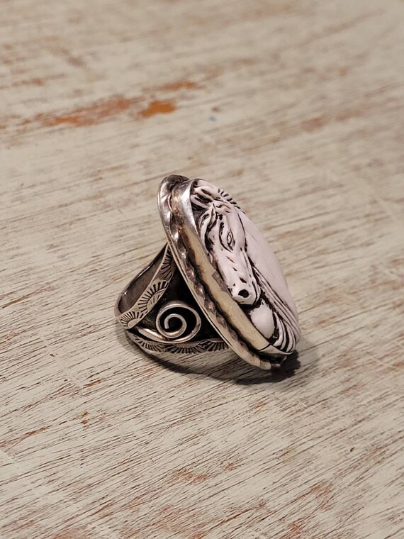 Hand Carved Horse Ring - image 2