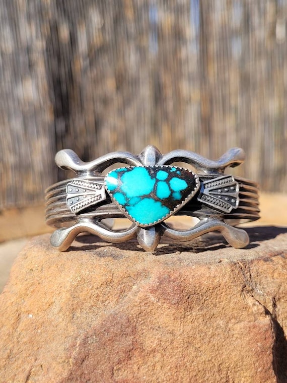 Rare Stars Of The Sky Stone Vintage Native American Navajo Sterling Silver Bracelet Rare Stars Of The Sky Stone Vintage Native American Navajo Sterling Silver Bracelet