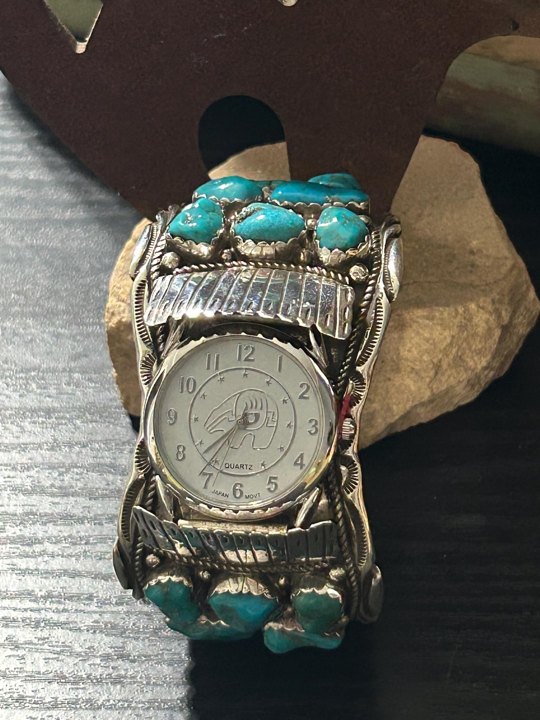 Vintage Navajo Turquoise Sterling Silver Cuff Watch - Etsy