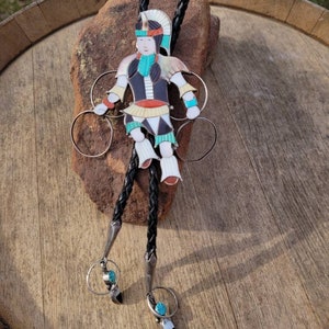 Multi Stone Inlay Indian Bolo Tie