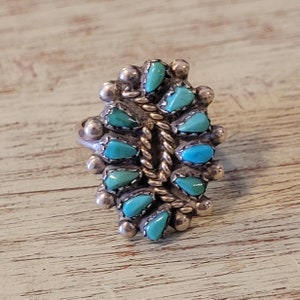 Vintage 10 Stone Turquoise Ring *SIZE 4.5