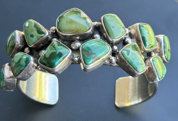 Vintage Handmade Navajo Variscite and Sterling Silver Bracelet