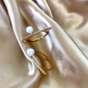 18k Gold freshwater pearl adjustable ring