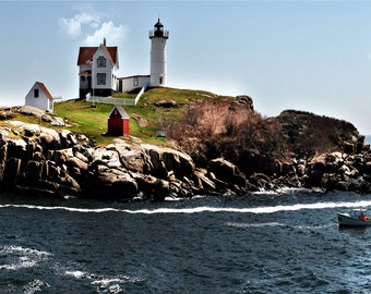 Panoramic view of Nubbles Lighthouse