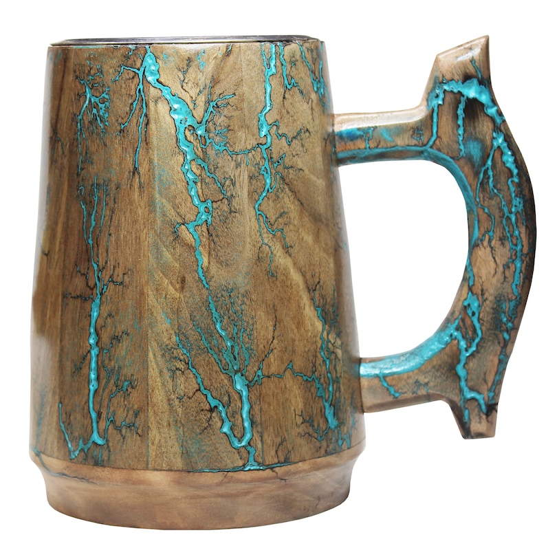 Personalisierter Bierkrug aus Holz mit Stahleinsatz: Trauzeugen Geschenk Bild 6
