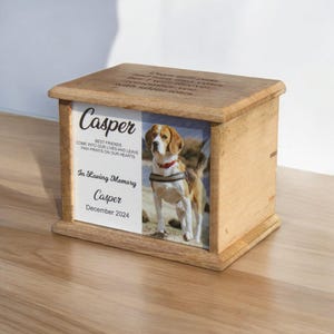 Personalize photo urn for dog ashes