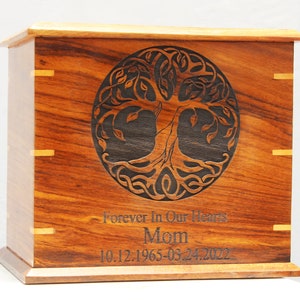 Personalized wooden cremation urn | urns for ashes | cremation box | wooden urn | wooden urn for human ashes | urn for mom and dad for home