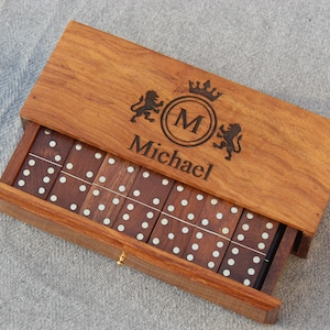 Personalized Wooden Dominoes Set | Custom Family Gift