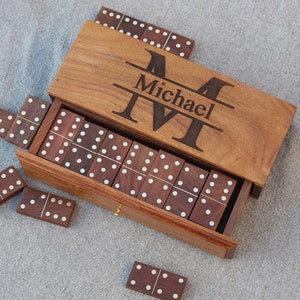 Personalize wooden dominoes tiles game for gifting with storage box indoor family kids games gifting for adults Valentines Day gifts image 6