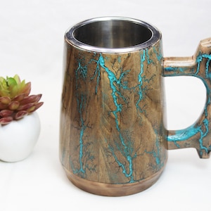 Groomsmen Personalizza la tazza da bere in barattolo di acciaio in legno con manico / Groomsmen Regali per matrimonio / regalo per lui immagine 9